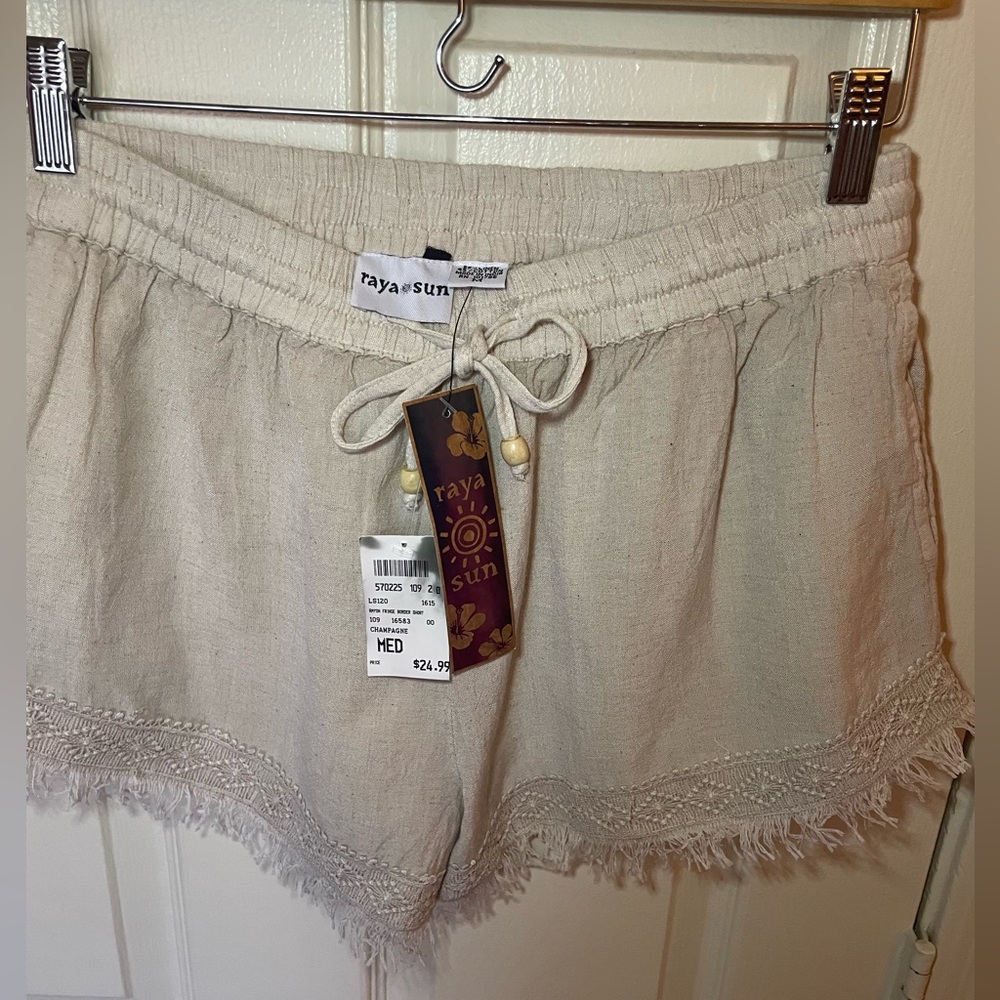 Raya Sun Beige Fringed Shorts